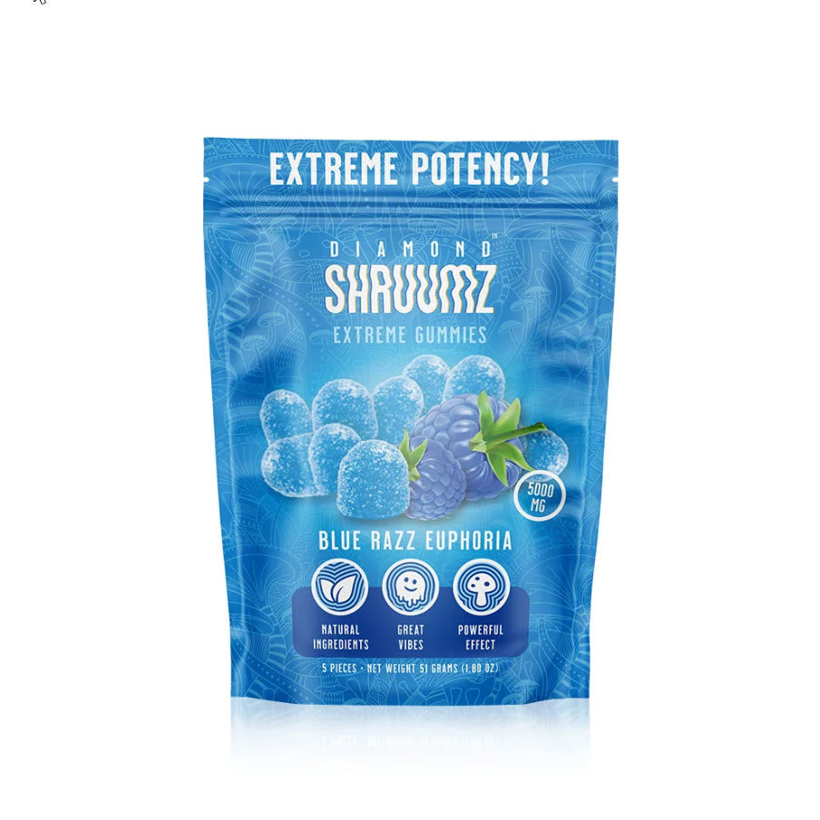 Diamond Shruumz - Blue Razz Euphoria Extreme Mushroom Gummies