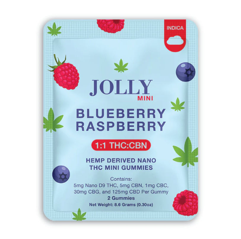 Jolly Mini Indica Nano D9 Gummies - Blueberry Raspberry