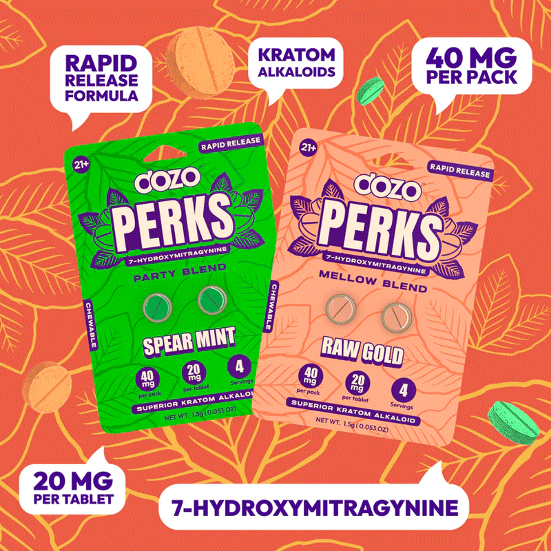 Dozo Perks 20mg  7-Hydroxymitragynine Tablets
