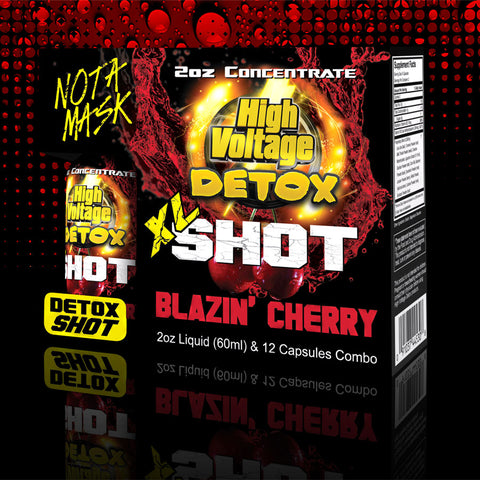 HIGH VOLTAGE DETOX XL SHOT - 20Z LIQUID & 12 CAPSULES - BLAZIN' CHERRY, Synthetic Urine, High Voltage, Marketplace Vape  - Marketplace Vape