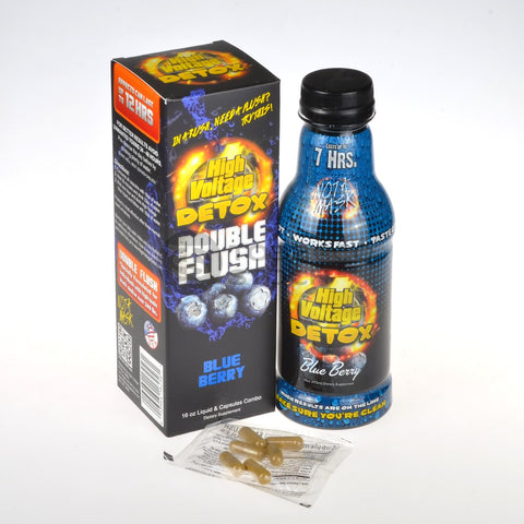HIGH VOLTAGE DETOX DOUBLE FLUSH BLUE BERRY - 16OZ & CAPSULES, Synthetic Urine, High Voltage, Marketplace Vape  - Marketplace Vape